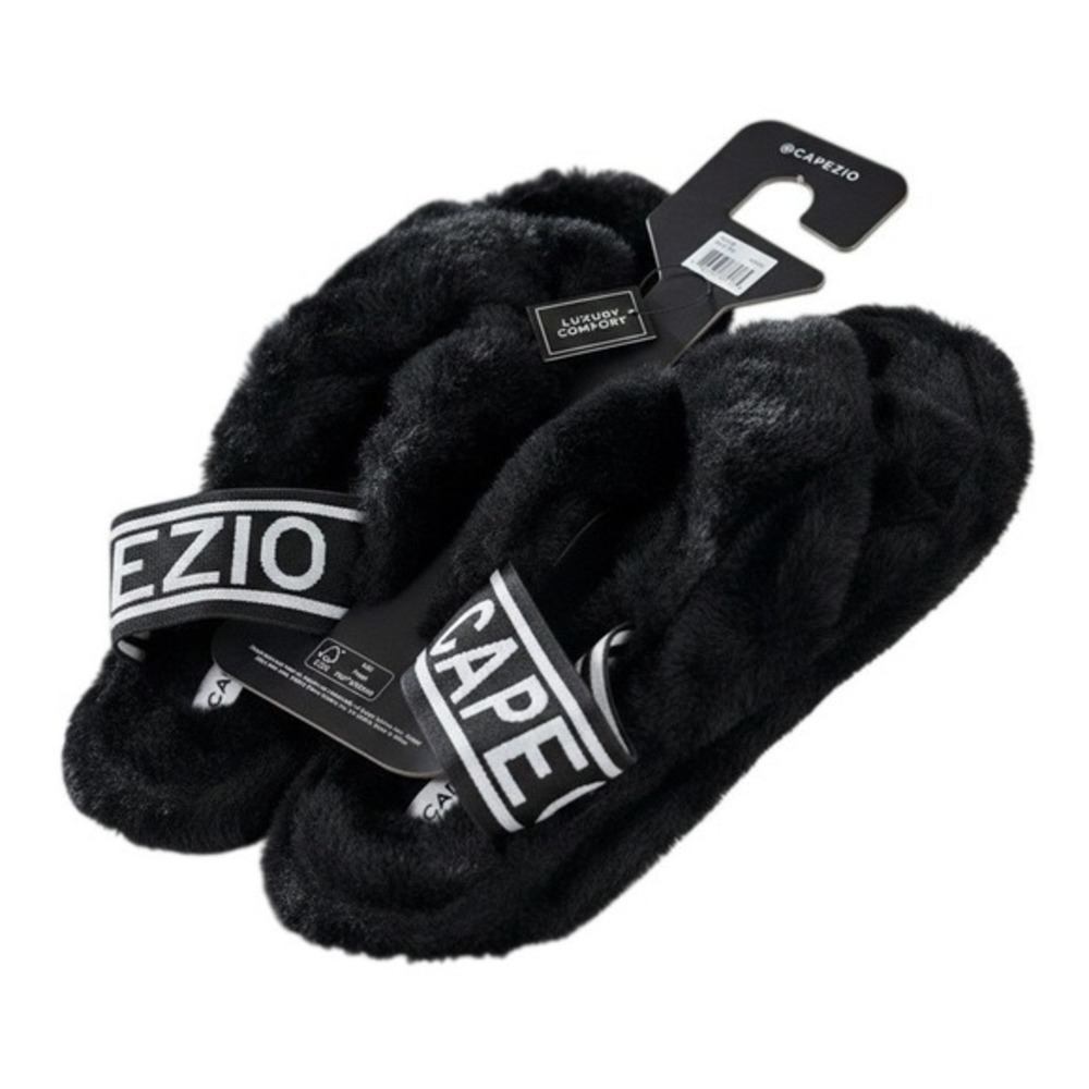 Capezio Black Faux Fur Luxury Comfort Slipper dance Slides Size adult M Fits 8